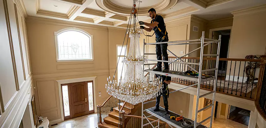Two-Story Foyer Chandelier Installation in Lake Mary